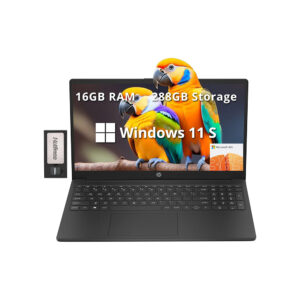 HP 15.6" HD Laptop, Intel N200 Processor, 16GB RAM, 288GB Storage(128GB SSD+160GB Docking Station Set), Intel UHD Graphics, Numeric Keypad, HD Webcam, Wi-Fi 6, 1 Year Office 365, Win 11 S, Black